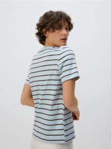 T-shirt z bawełny merceryzowanej - jasnoniebieski