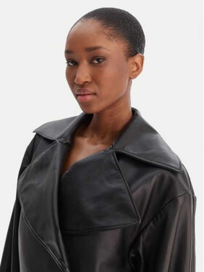 HUGO Kurtka skórzana Lanitte 50560068 Czarny Relaxed Fit