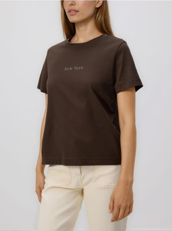 T-shirt z nadrukiem - ciemnobrązowy