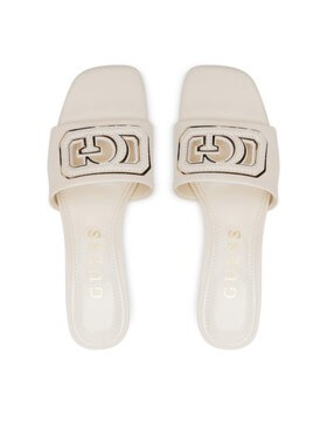 Guess Klapki Gals FLJGAS LEA03 Écru