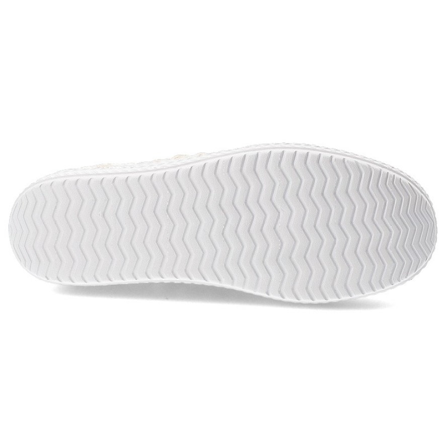 Półbuty damskie S.Barski, z materiału pleciona cholewka sznurowanie lekka podeszwa styl casual, białe, GR61-5951