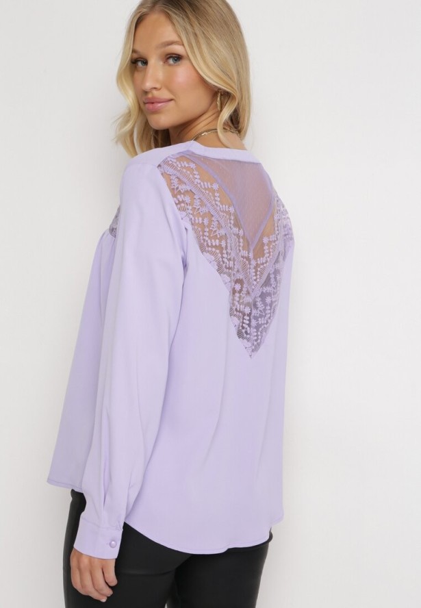 Fioletowa Bluzka z Haftem Destyn