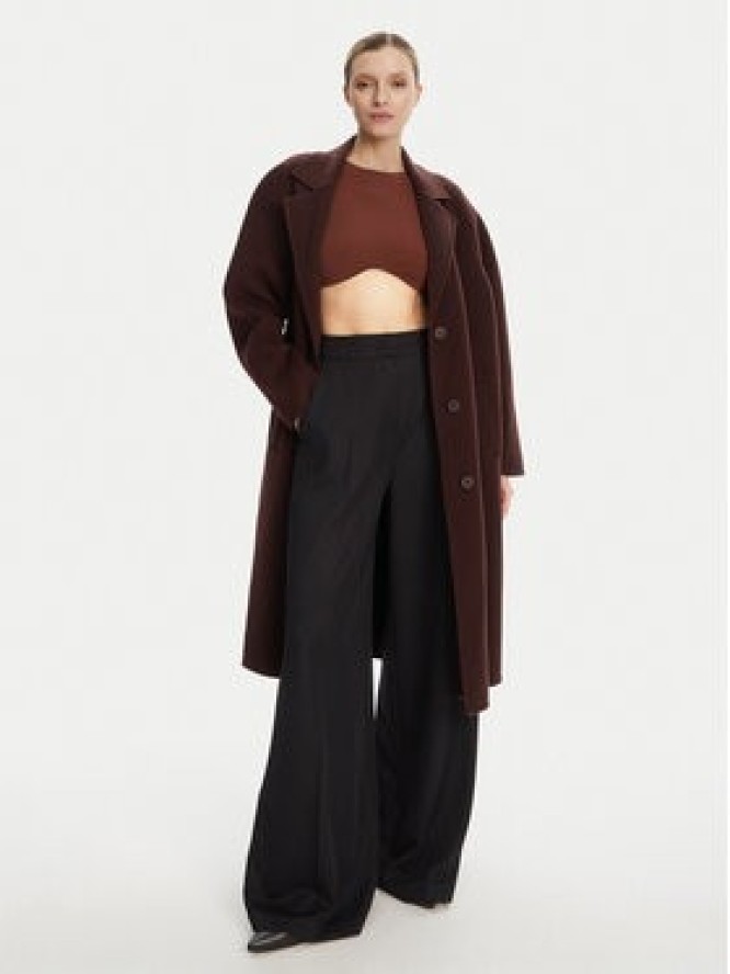 STAUD Płaszcz wełniany Chrysalis R24F8112WL Bordowy Regular Fit