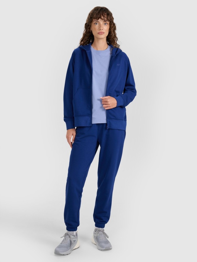 4F Bluza dresowa rozpinana z kapturem damska - granatowa L
