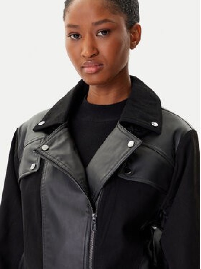 Desigual Kurtka z imitacji skóry Motor 25WWEW53 Czarny Regular Fit