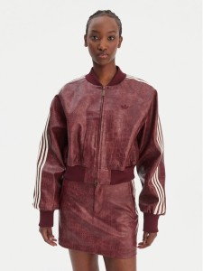 adidas Kurtka z imitacji skóry Pleather KD8792 Bordowy Oversize
