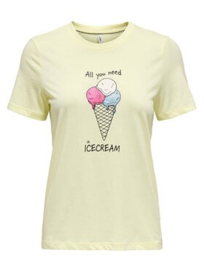 ONLY T-Shirt Fun Life 15349901 Żółty Regular Fit