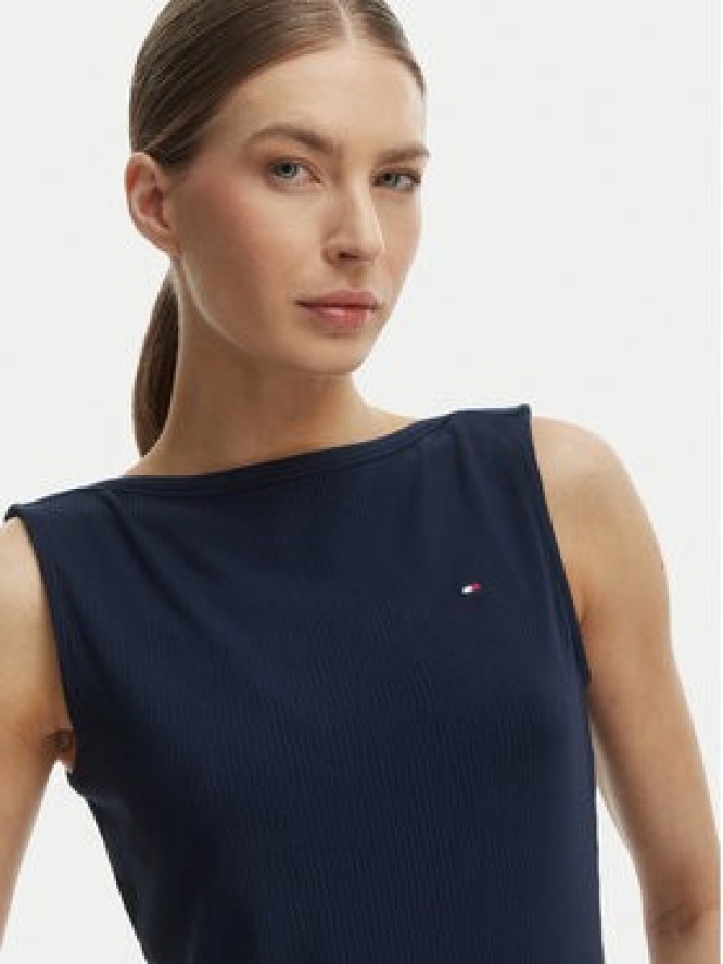 Tommy Hilfiger Top WW0WW47807 Granatowy Slim Fit