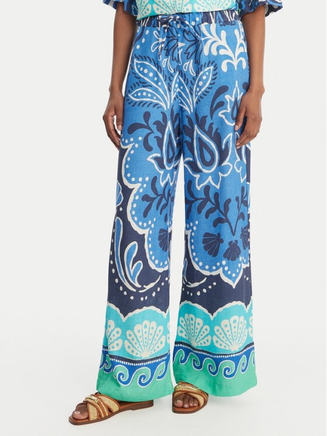 Banana Moon Spodnie materiałowe Alcaniz Cleariv MYY56 Błękitny Regular Fit