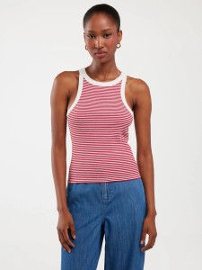 Koszulka damska na ramiączkach w prążek biało-czerwona Livia 603