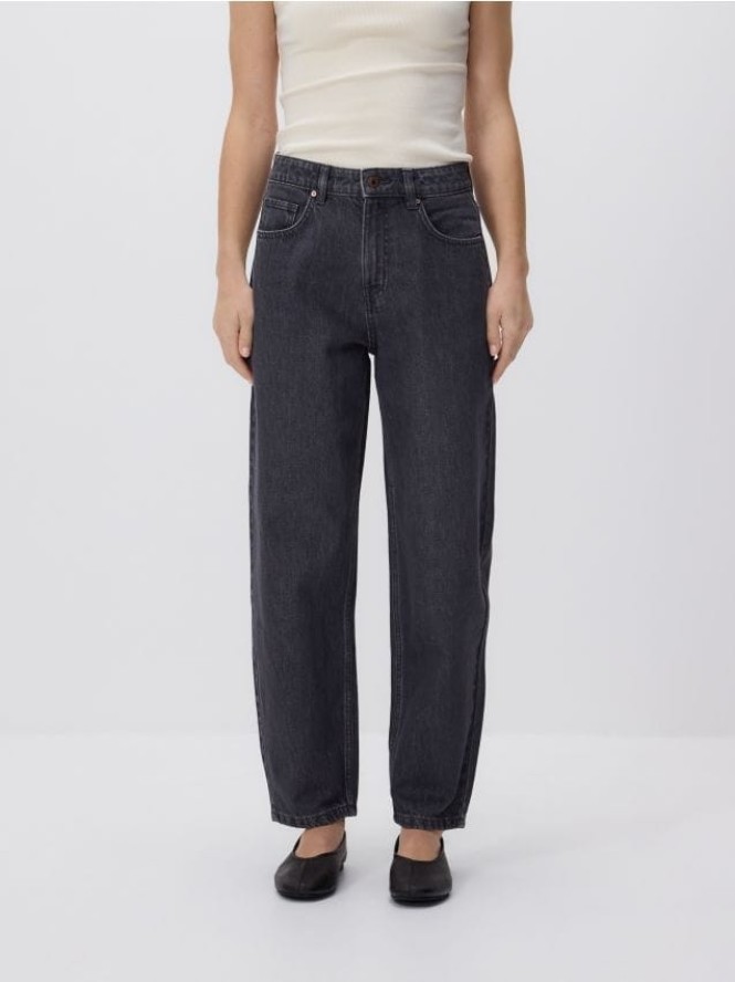 Jeansy mom fit - szary