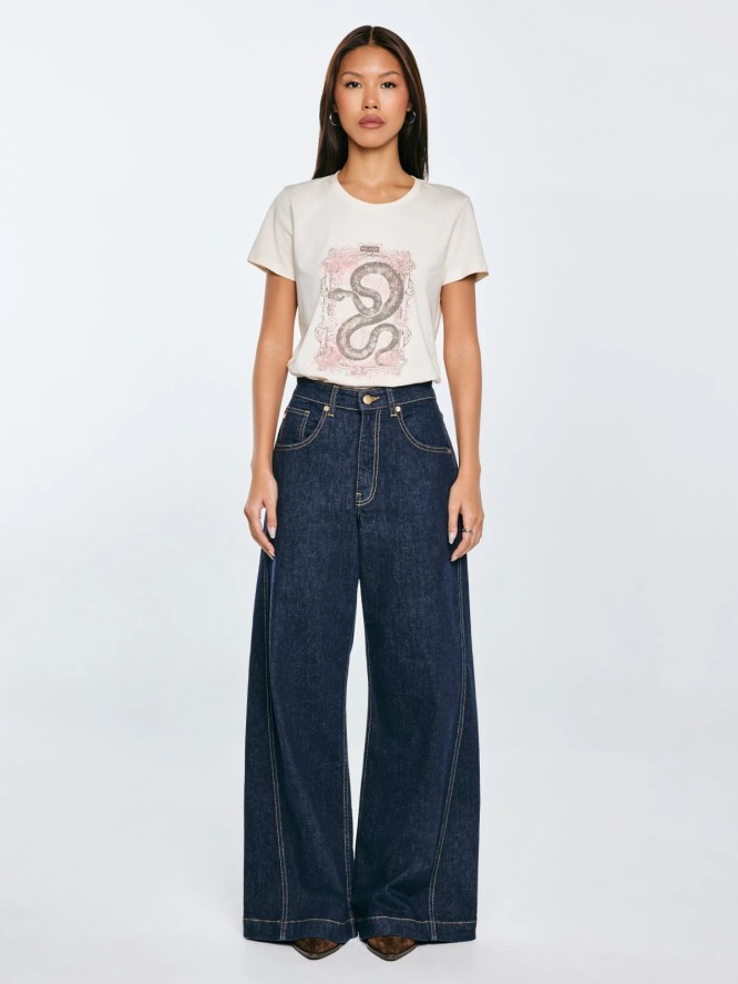 Koszulka damska z nadrukiem kremowa Rellsa 103