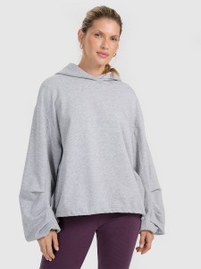 4F Bluza dresowa nierozpinana z kapturem damska - szara S