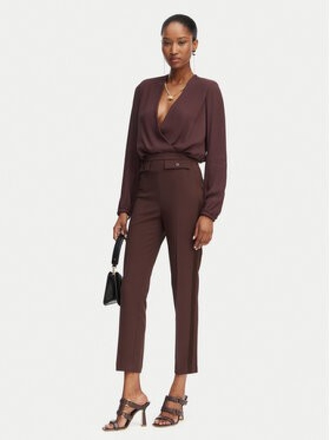 Elisabetta Franchi Spodnie materiałowe PA-185-62E2-V270 Brązowy ciemny Slim Fit