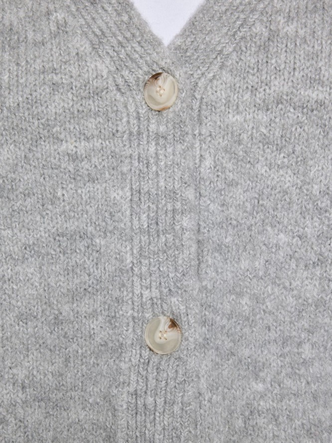 Kardigan damski z dodatkiem wełny szary Kardica 901