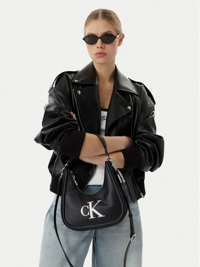 Calvin Klein Torebka Bold Ck Small Crescent LV04F3561G Czarny