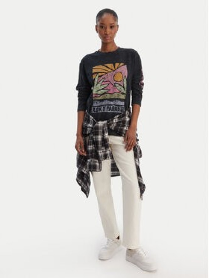 Roxy Bluzka Hangloose Washed ERJZT06028 Czarny Relaxed Fit
