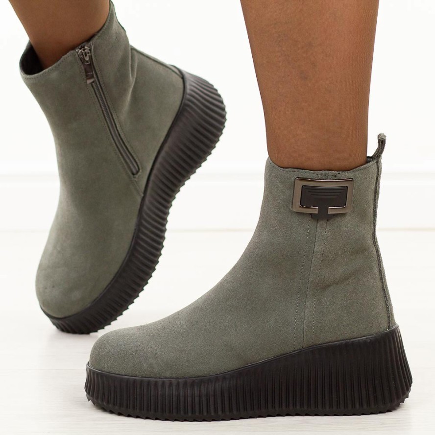 Szare skórzane botki damskie Filippo Dbt6392/25