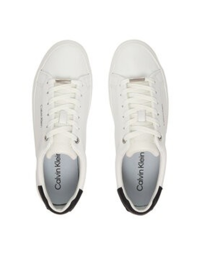 Calvin Klein Sneakersy Vulc Lace Up Lth/Moire Bt HW0HW02747 Biały