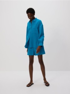 Szorty z wiskozą - turkusowy