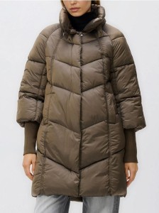 Długa pikowana kurtka - oliwkowy