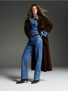 Skórzane botki na niskim obcasie - ciemnobrązowy