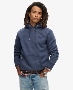 superdry Essential Logo Hoodie – Heritage Navy Marl, bawełna i poliester z