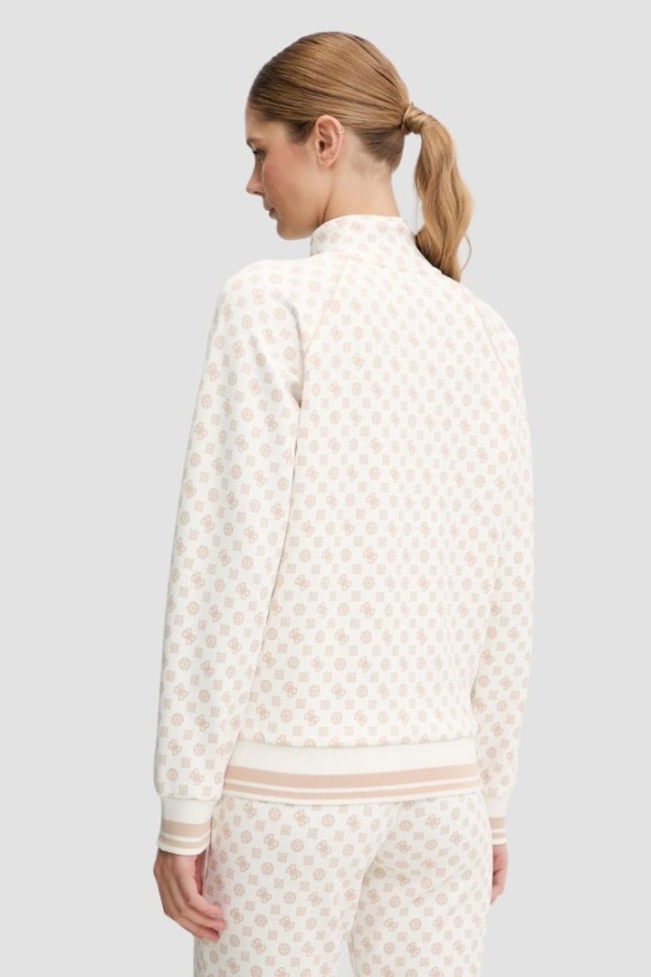 GUESS Kremowa rozpinana bluza damska w monogram Aggie, Rozmiar M
