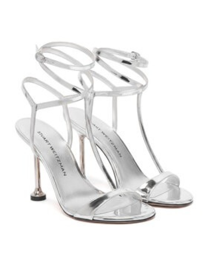 Stuart Weitzman Sandały Naudistini Wrap 100 SM911 Srebrny