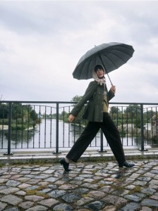 Kurtka z paskiem - oliwkowy