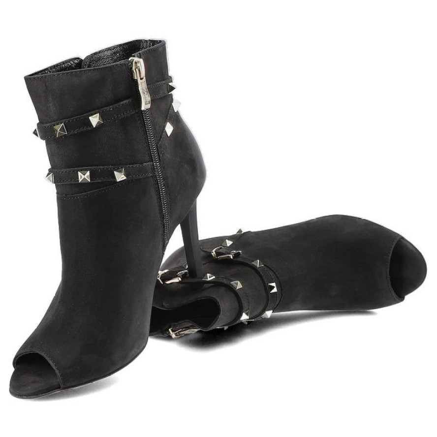 Czarne Botki Carinii Damskie Eleganckie Obuwie