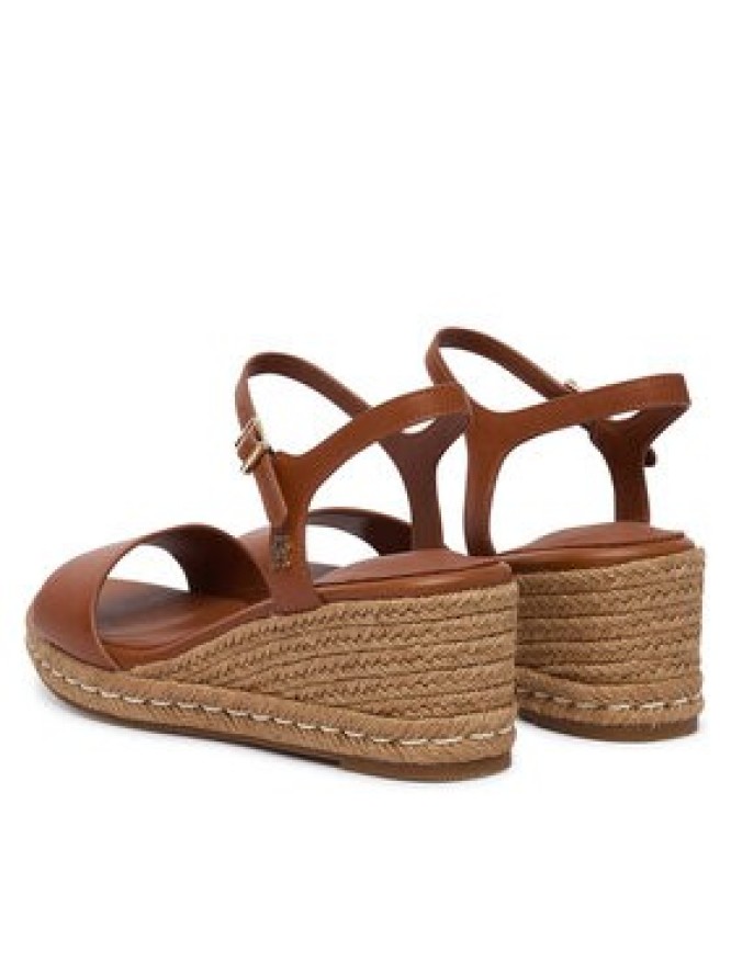 Tommy Hilfiger Espadryle Th Monogram Leather Wedge Espadrilles FW0FW09340 Brązowy