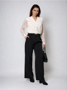 Eleganckie spodnie wide leg - czarny