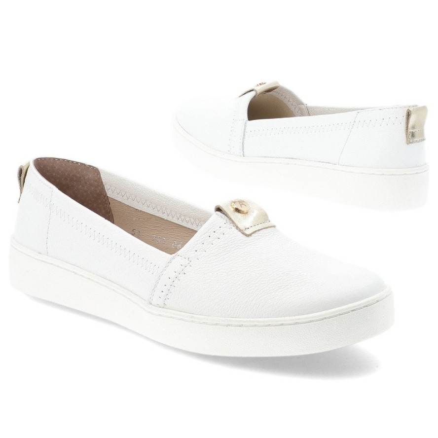 Białe Półbuty Armodo Stylowe Wsuwane Obuwie Damskie