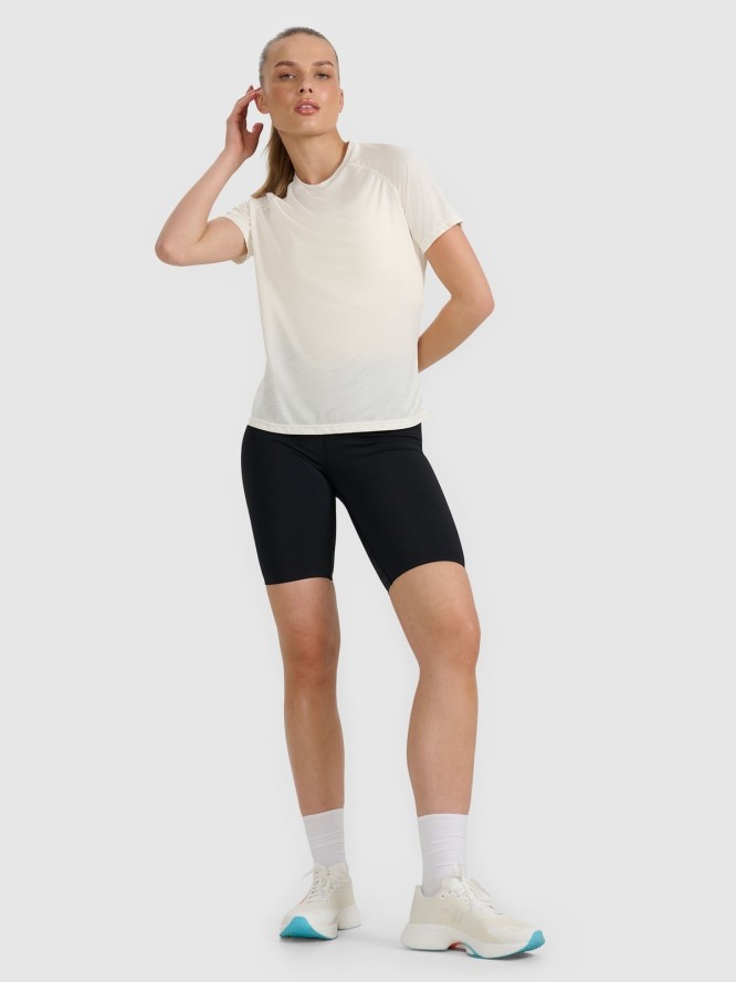 4F Koszulka do biegania regular szybkoschnąca damska - biała XL