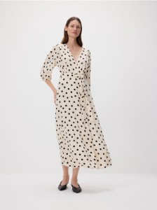 Sukienka maxi z wiązaniem - kremowy