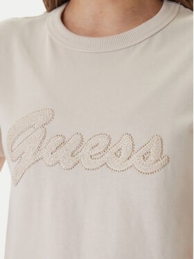 Guess T-Shirt W6GI08 K3023 Beżowy Regular Fit