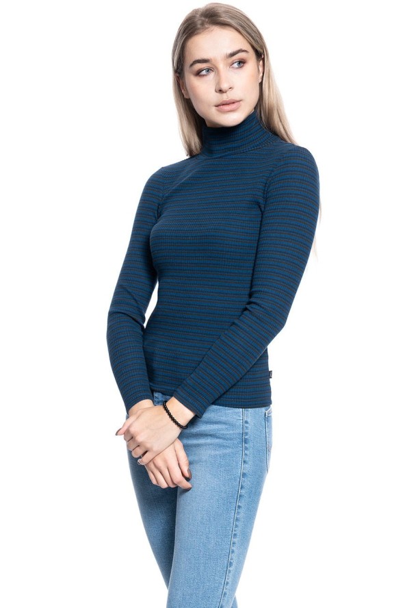 DAMSKI GOLF LEE LS STRIPED RIB TEE WASHED BLUE L40SYLLR 112108738