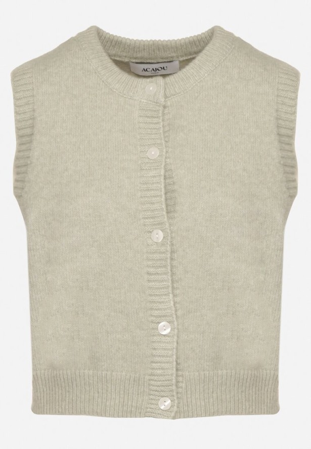 Jasnozielona Rozpinana Kamizelka z Wełną Eravina