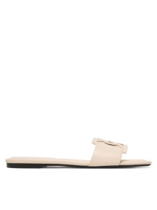 Calvin Klein Klapki Square Flat Sandal Emblem HW0HW03128 Écru