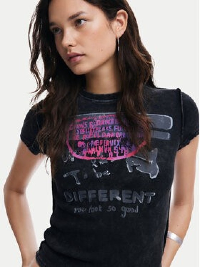 Desigual T-Shirt 25SWTKX6 Szary Slim Fit