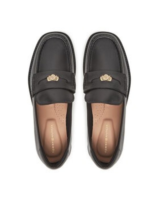 Tommy Hilfiger Lordsy Crest Squarish Toe Penny Loafer FW0FW08633 Czarny
