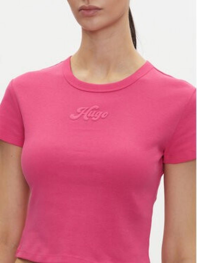 HUGO T-Shirt Delanor_2 50539132 Różowy Cropped Fit