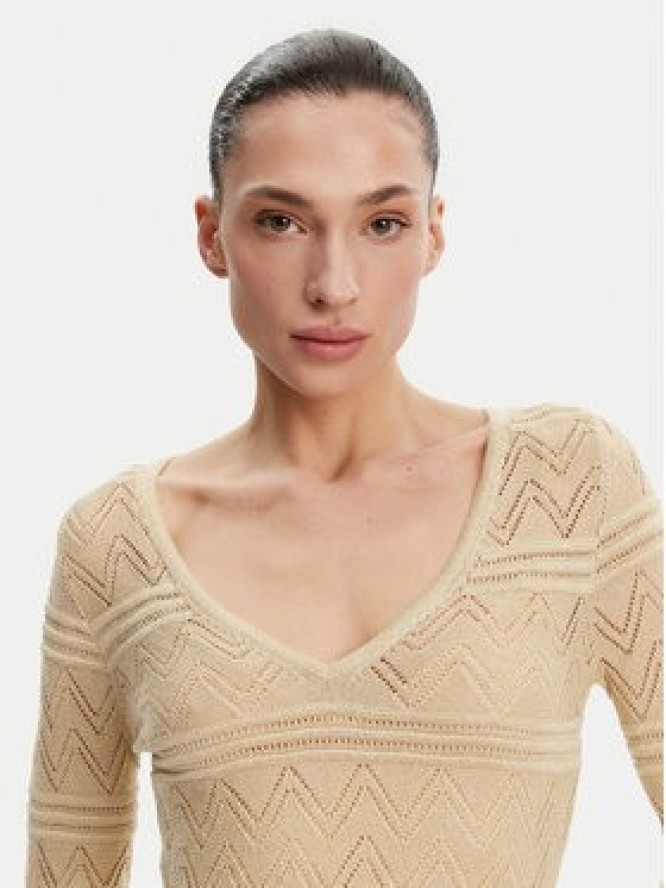 Guess Sukienka dzianinowa W5GK48 Z3E22 Beżowy Slim Fit