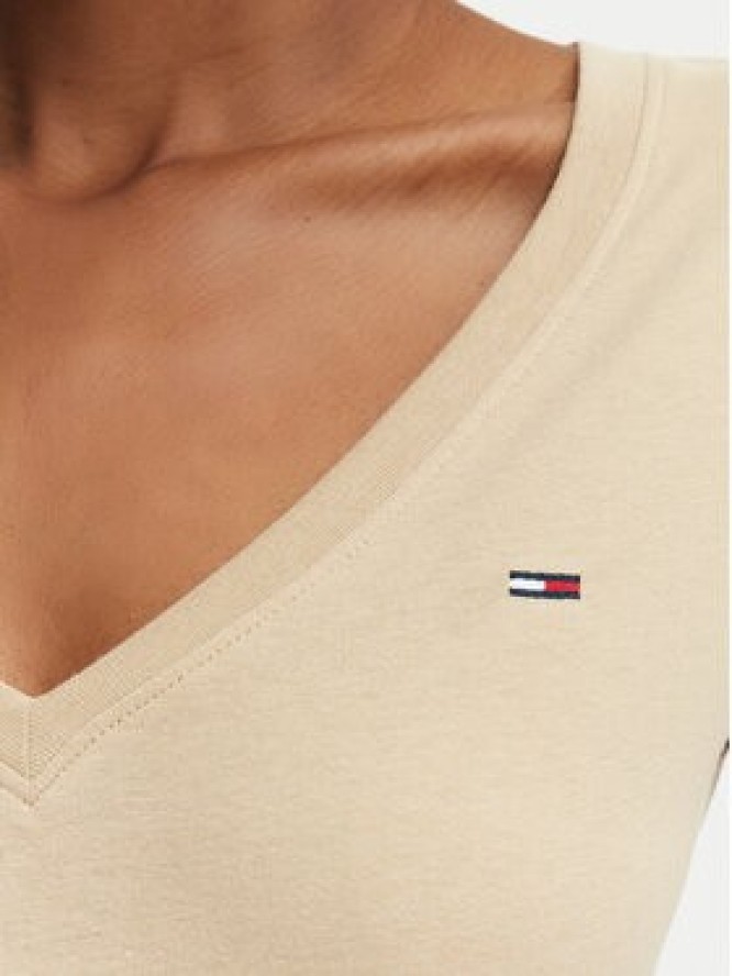 Tommy Jeans T-Shirt DW0DW20458 Beżowy Slim Fit