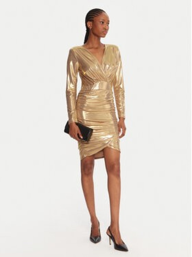 Fracomina Sukienka koktajlowa FQ25WD1006W59501 Złoty Slim Fit