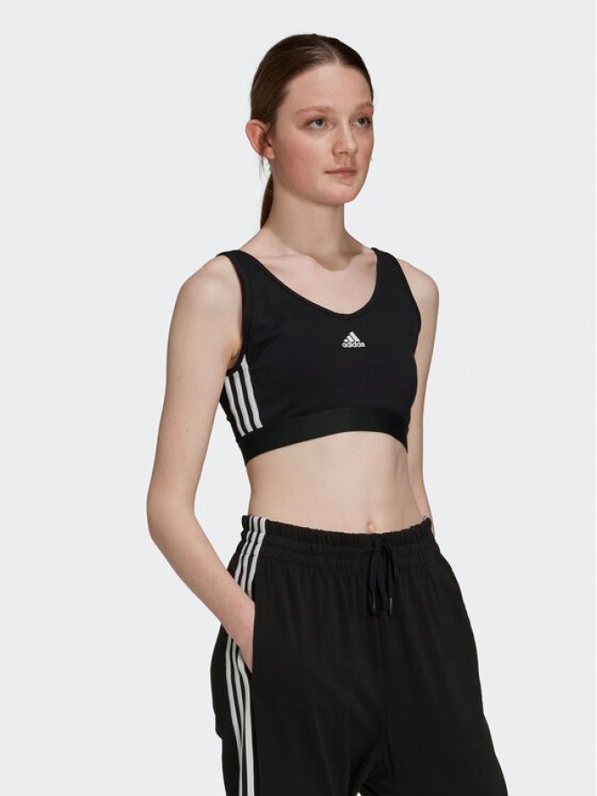 adidas Koszulka techniczna Essentials 3-Stripes Crop Top With Removable Pads GS1343 Czarny