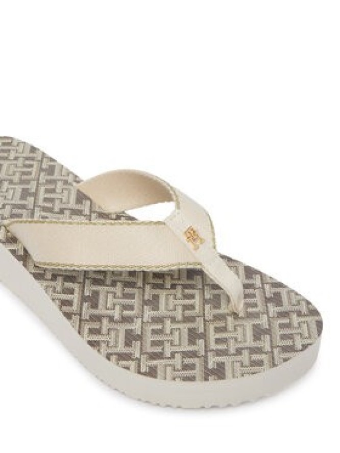 Tommy Hilfiger Japonki Monogram Mid Wedge Sandal FW0FW09419 Kremowy