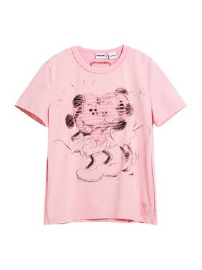 Desigual T-Shirt Core Mickey 26SWTK42 Różowy Regular Fit