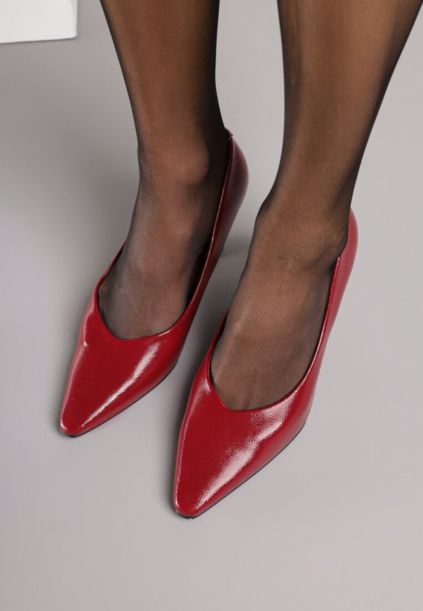 Bordowe Klasyczne Czółenka Vices na Klepsydrowym Obcasie ze Skórzaną Wkładką Dodvira